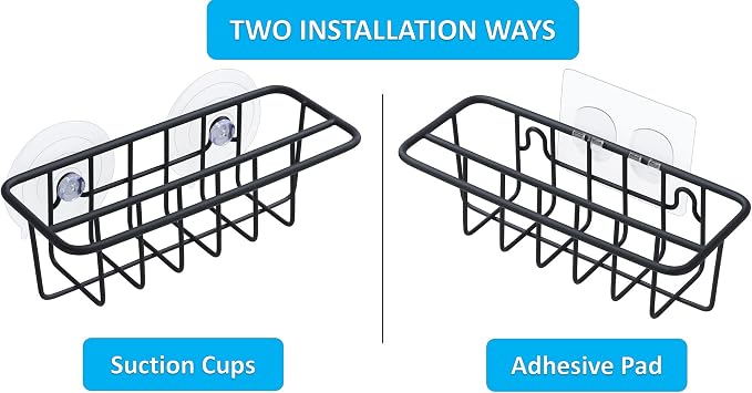 Sink Caddy Sponge Holder for Kitchen Sink Dish Cloth Hanger 2 Suspension Options - Image 4