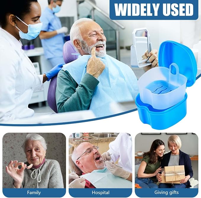 Light Blue Denture Bath Case Cup Box Holder Storage Container - Image 6