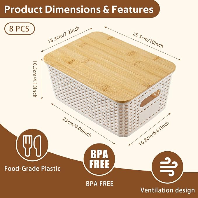 8 Pack Plastic Storage Bins - Image 2