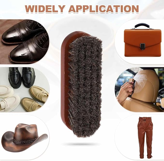 HARFINGTON Shoe Cleaning Brush 5"x2" Beech Wood Horsehair Boot Polish Brushes - Image 7