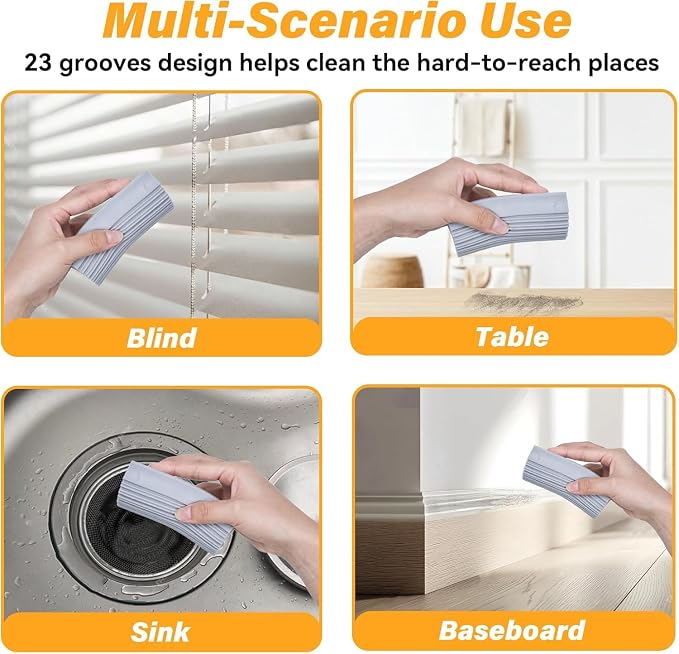 6-Pack Damp Clean Duster Sponge, Magic Sponge Eraser Baseboard Cleaner Tool - Image 5