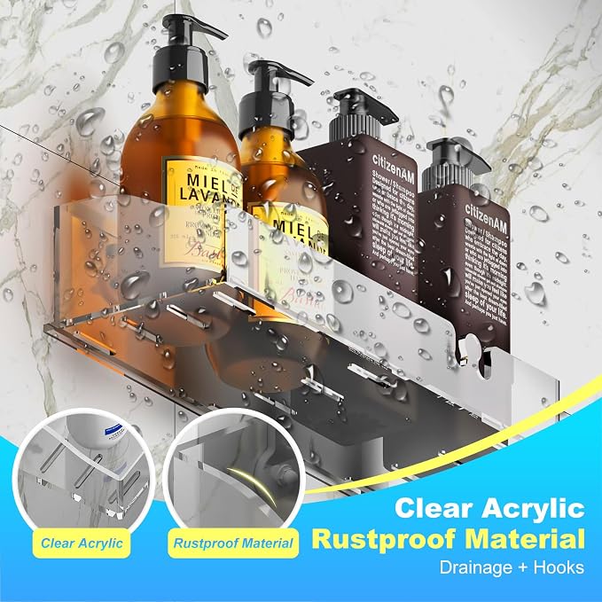 Acrylic Shower Shelves 3 Pack, Versatile Caddy - Image 5