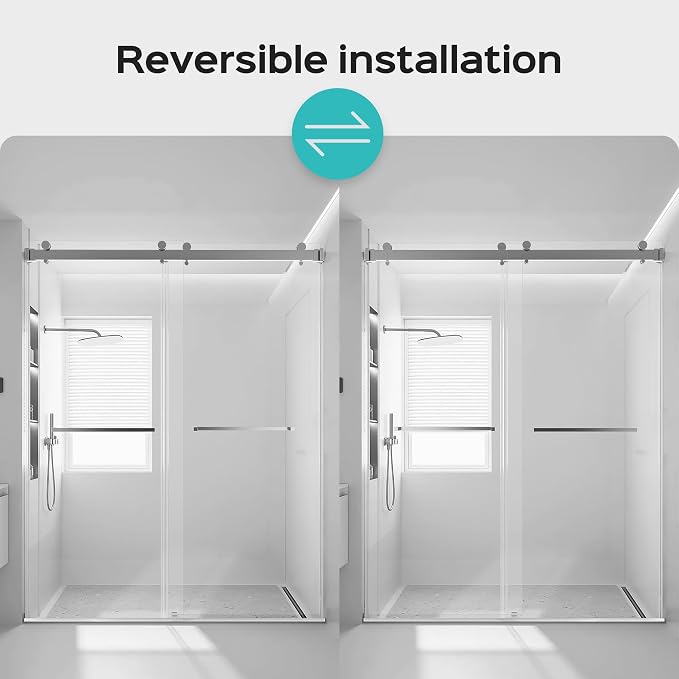 56''-60''W x 76''H Frameless Double Sliding Shower Door, 3/8'' Thick SGCC - Image 9