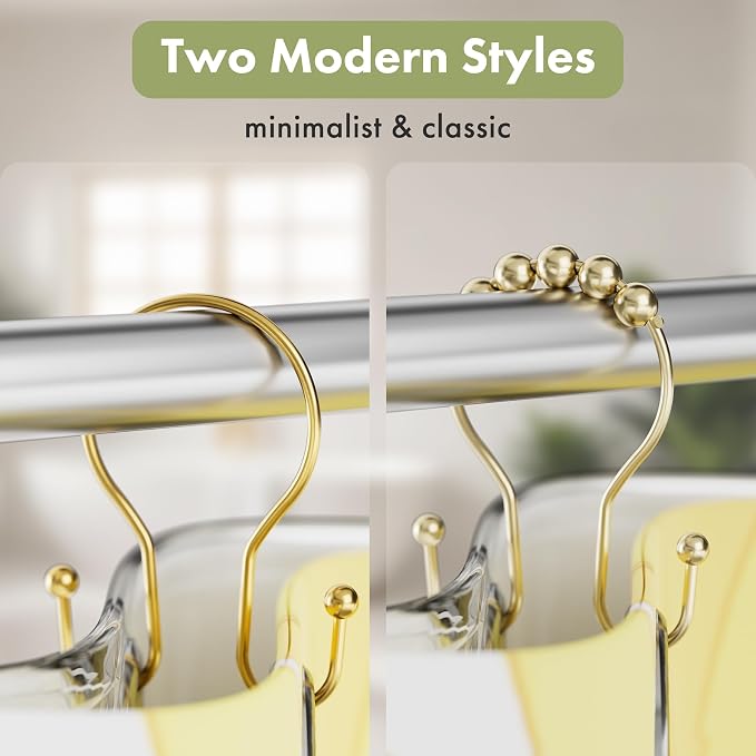 AmazerBath Shower Curtain Hooks, Dark Gold Shower Curtain Rings, Simple Double - Image 4