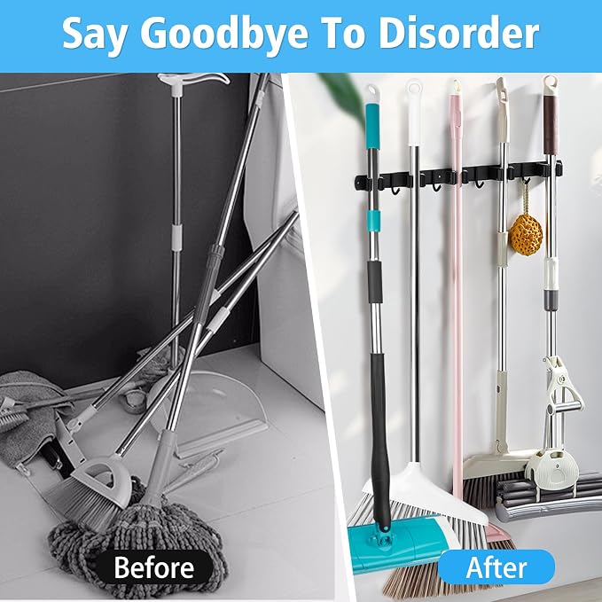 Huryfox Mop and Broom Holder Wall Mounted - Image 7