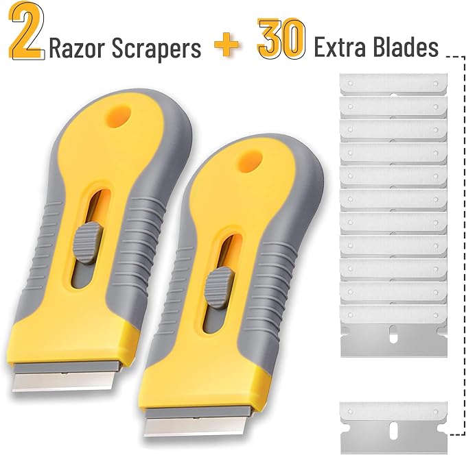 Bates- Razor Blade Scraper Tool, 2 Pack, 30 Extra Carbon Steel Blades, - Image 2