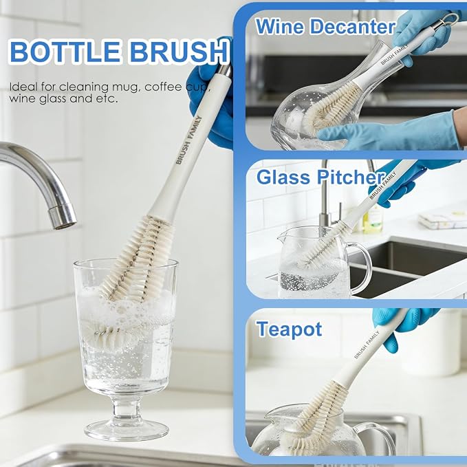 2 Pack Kitchen Scrub Brush, 2 in 1 Water Bottle Brush - Image 4