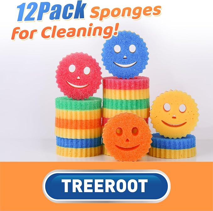 12 Colorful Smile Scrub Sponges, Temperature Controlled Dish Sponge, Double - Image 7