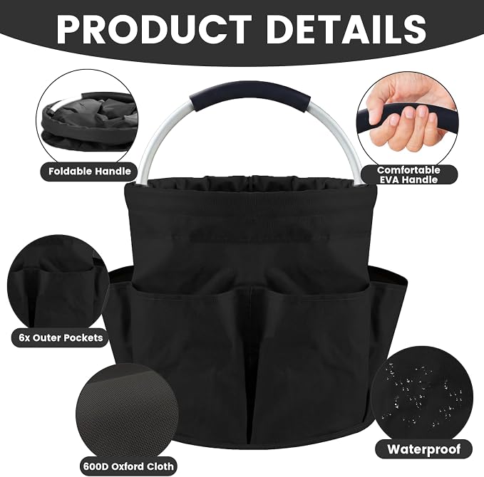 Cleaning Caddy with Handle and 6 Pockets, 17L Cleaning Supplies Organizer - Image 5