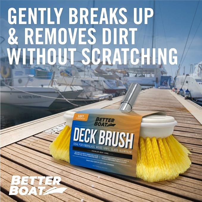Soft Boat Deck Brush, Heavy-Duty Marine Brush Head, 3/4" Thread Handle - Image 4
