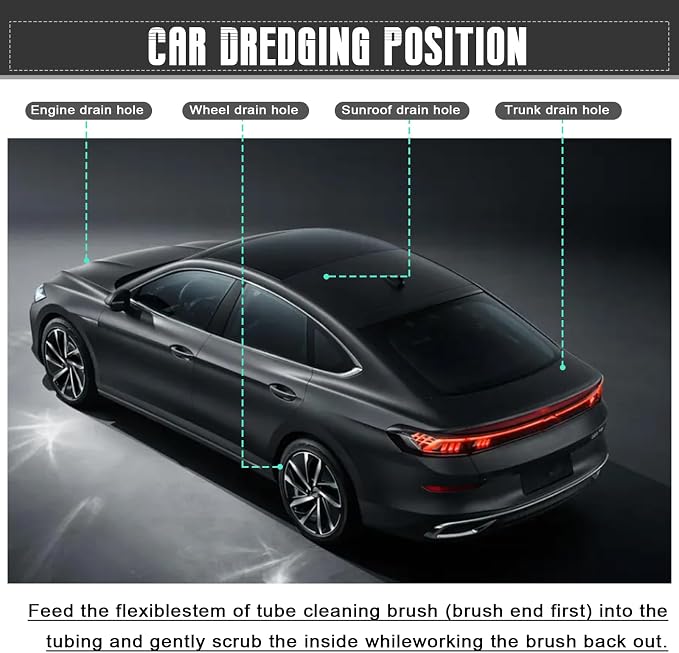 Car Sunroof Drain Cleaning Tool, 78 Inch Door Pipe Cleaning Brush - Image 4