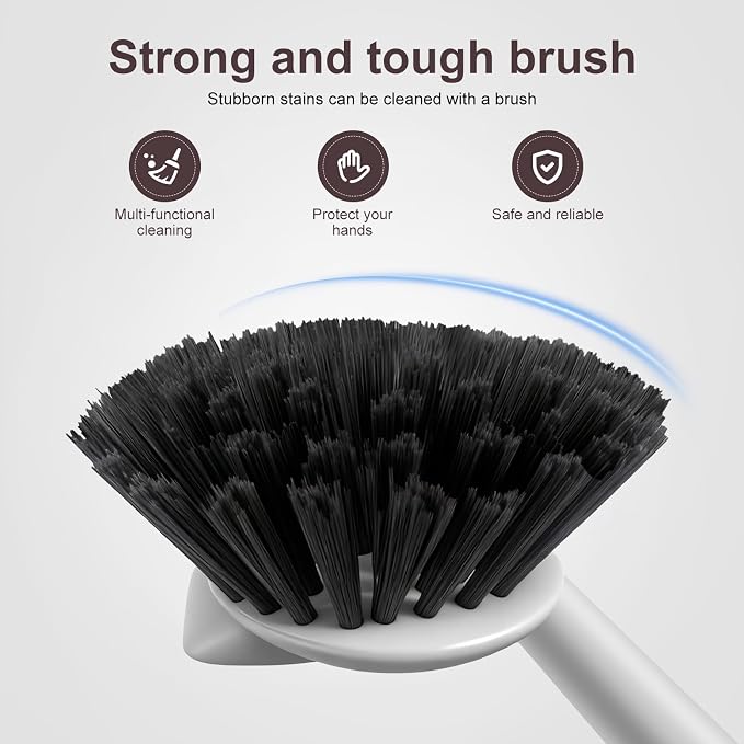 Dish Brush, 2 Pack with Comfortable Handle, with Built-in Scraper, Scrub Brush - Image 2