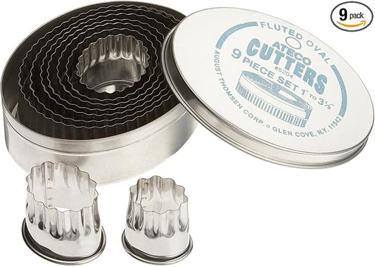 Ateco Fluted Edge Oval Cutters in Graduated Sizes, Stainless Steel by Ateco