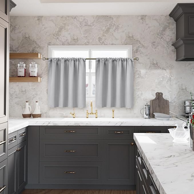BGment Light Grey Blackout Curtains 40 Inches Length - Image 4