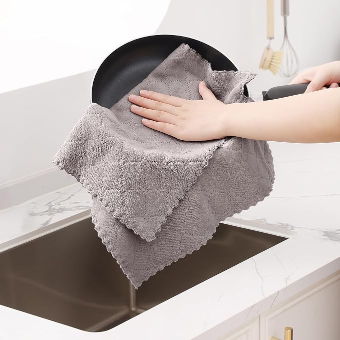 Homaxy 12 Pack Dish Towels for Kitchen, Super Soft and Absorbent Coral Velvet - Image 4