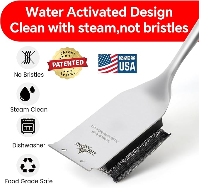 Bristle-Free Grill Brush with Replacement Head. Ultra Safe & Efficient Cleaner - Image 2