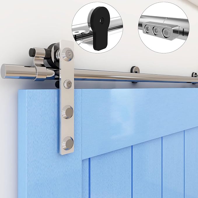CCJH 12FT Stainless Sliding Barn Door Hardware Kit Heavy Duty - Image 5