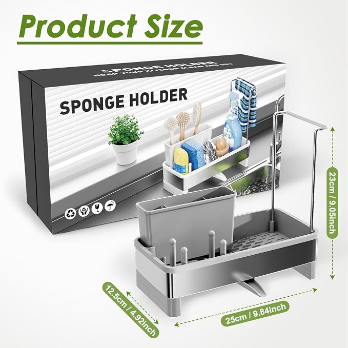 Stainless Steel Sink Caddy, Sponge Holder - Image 2