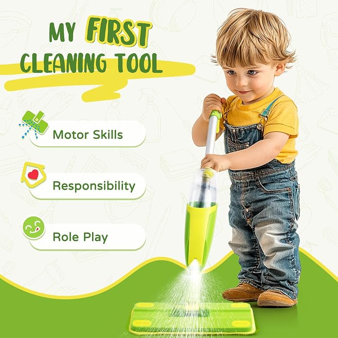 Toddler Spray Mop-Montessori Toys Mini Size Cleaning Mini Mop That Really Spray - Image 3