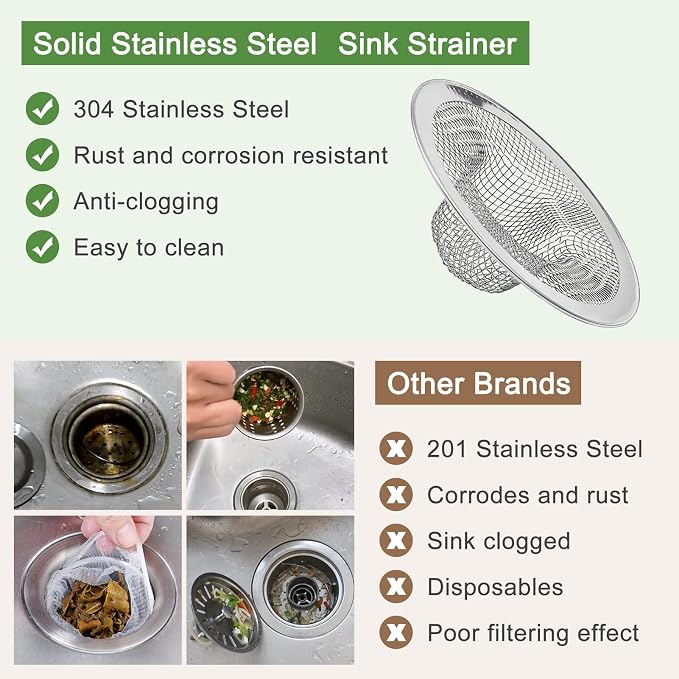 50pcs Mesh Sink Strainer, 2.75" Top/1" Stainless Steel Slop Basket Filter Trap - Image 3