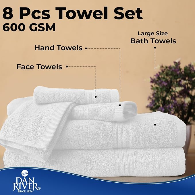 DAN RIVER 8 PC Luxury Bath Towels - Image 7