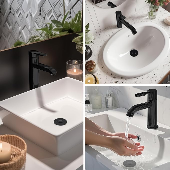 Hibbent 3 Pack 3 in 1 Bathroom Sink Drain Strainer, Universal Pop Up Stopper - Image 9