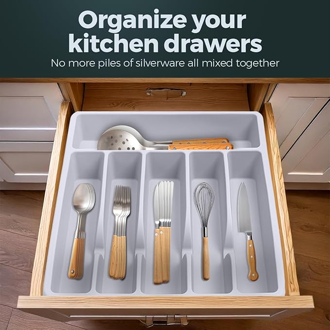 Silicone Silverware Drawer Organizer – Non-Slip Utensil Holder - Image 3