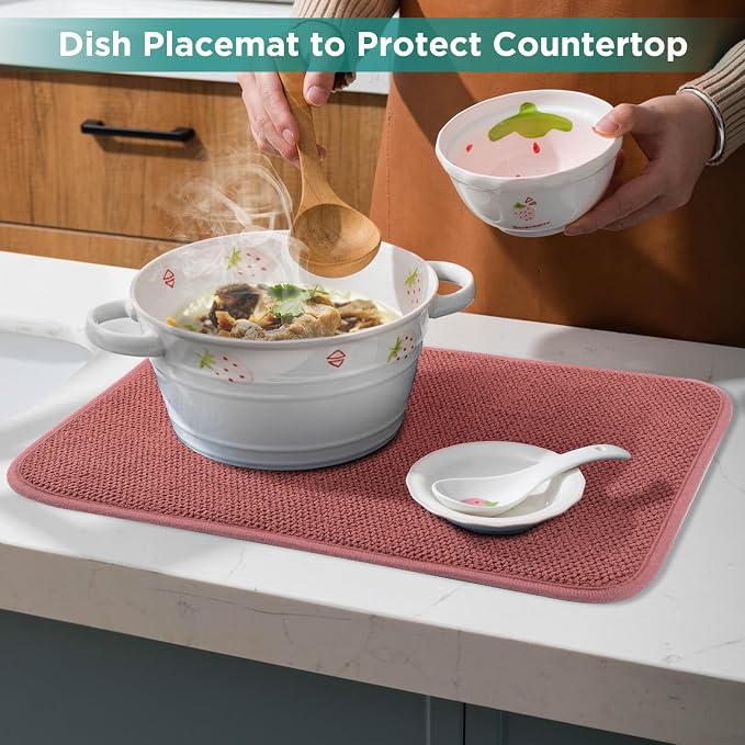 Microfiber Dish Drying Mat, Super Absorbent Kitchen Dish Drying Pad, Reversible - Image 7