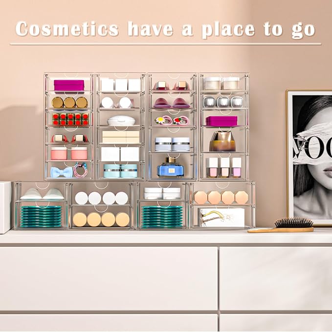 30 Drawers, Acrylic Desk Makeup Organizer, Plastic Drawers Organizer, Stackable - Image 6