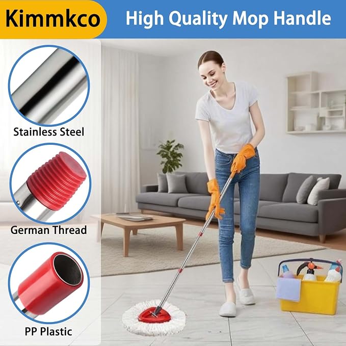 Spin Mop Replacement Handle, 4-Section 30-to-58 inch Mop Stick Replacement - Image 3