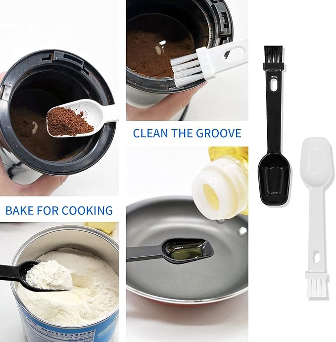 Coffee Spoon with Espresso Grinder Brush 4 PCS 2 in 1 Brush - Image 2