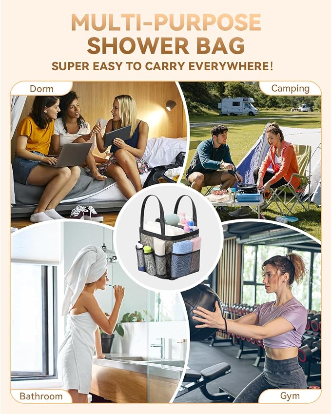 Temede Mesh Shower Caddy Tote, Large Shower Caddy Basket Portable, Quick Dry - Image 6