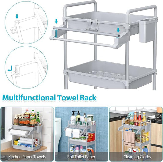 SPACEKEEPER Rolling Storage Cart, 3 Tier Utility Cart Laundry Room Organization - Image 2