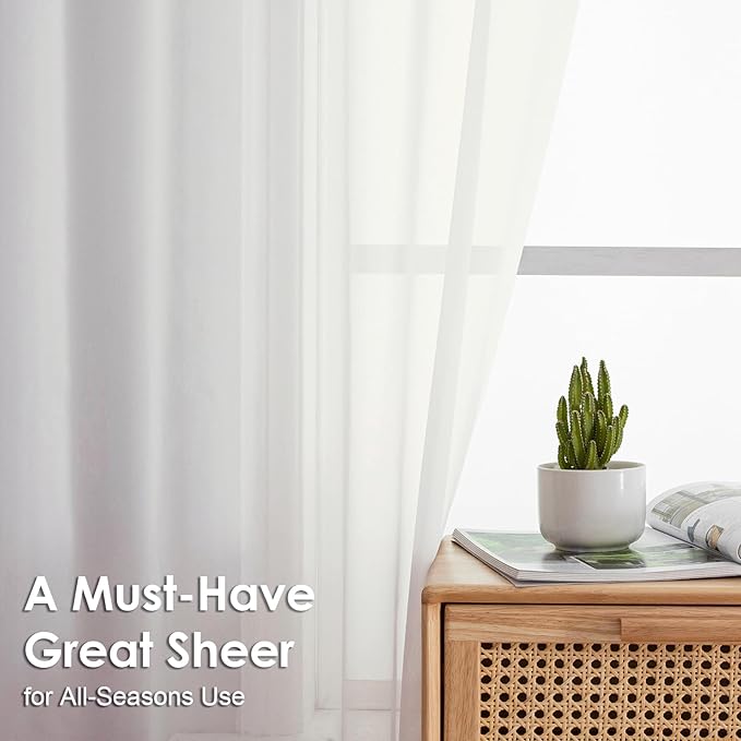 OVZME Ivory Sheer Curtains 78 Inches Long 2 Panels - Soft Light Filtering Window Sheer Panels for Living Room/Bedroom, Top Dual Rod Pocket, 1 Pair, Each 42Wx78L Inches