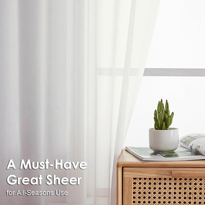 OVZME Ivory Sheer Curtains 78 Inches Long 2 Panels - Soft Light Filtering Window Sheer Panels for Living Room/Bedroom, Top Dual Rod Pocket, 1 Pair, Each 42Wx78L Inches