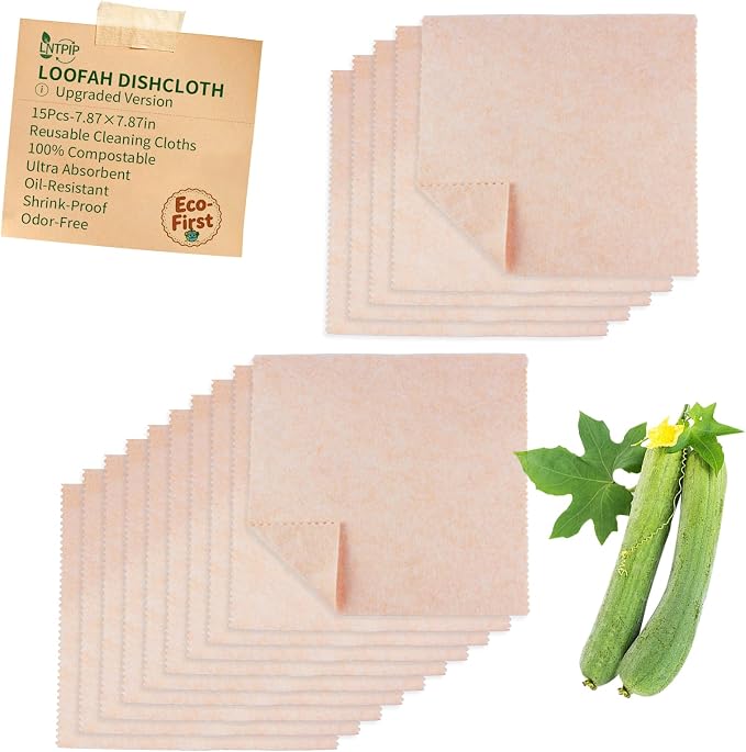 15 Pack Reusable Kitchen Rags for Counter, Made of Degradable and Compostable by HOME