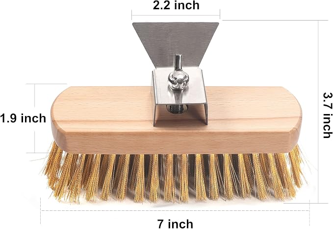 Pizza Oven Brush 7 Inch Brass Bristles Replacement Brush Head and Scraper - Image 4