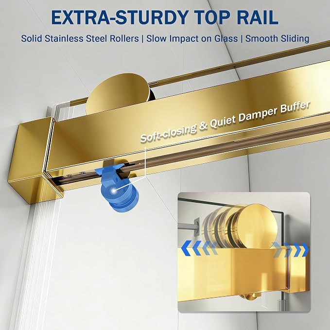 Abruzzo 56"-60" x76" Frameless Shower Door Gold - Image 5