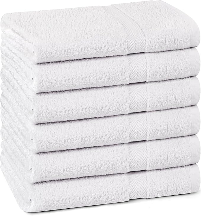 Towel and Linen Mart 100% Cotton White 6 Pack Bath Towel Set, Quick Dry by T+%26+L+Towel+and+Linen+Mart
