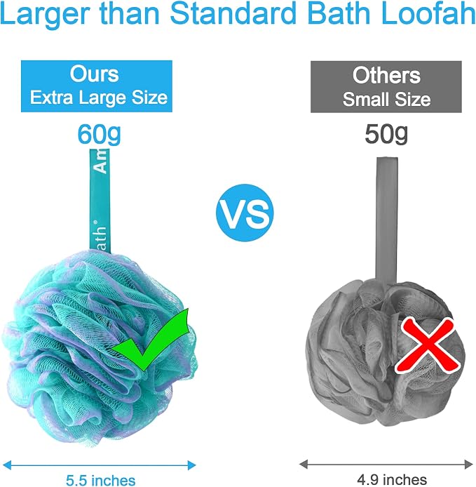 AmazerBath Loofah Sponge 60g/Piece, Exfoliating Bath Sponge Body Scrubber - Image 6
