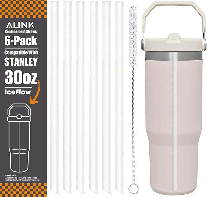ALINK Replacement Straws for Stanley Iceflow 30oz Flip Tumbler, 6 Pack Reusable by ALINK