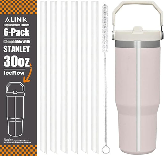 ALINK Replacement Straws for Stanley Iceflow 30oz Flip Tumbler, 6 Pack Reusable by ALINK