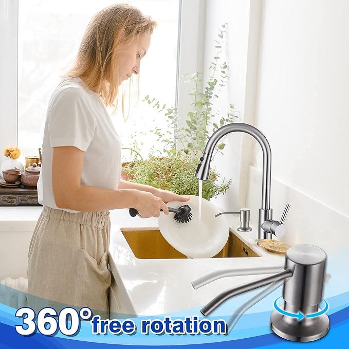Built in Soap Dispenser for Kitchen Sink WEWE, Stainless Steel Brushed Nickel - Image 3