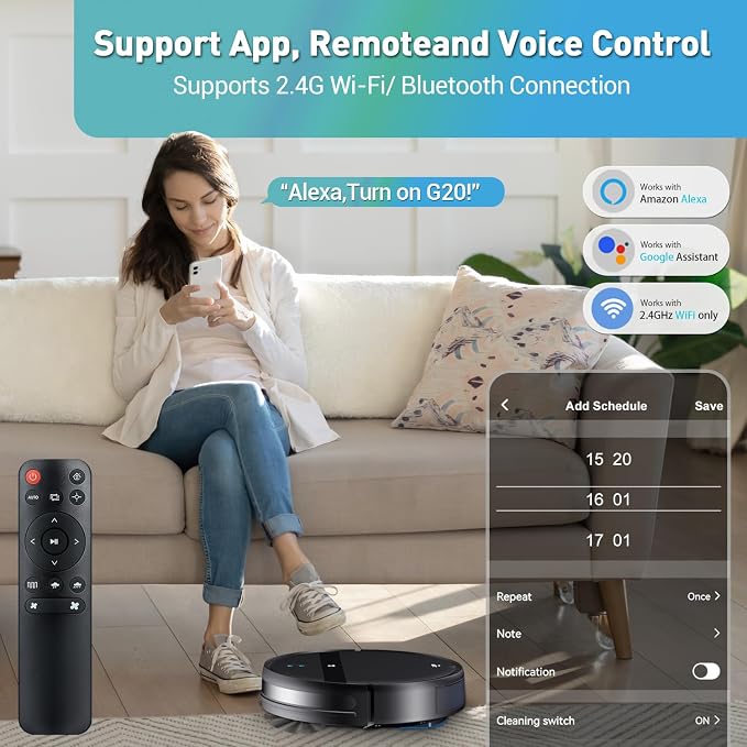 Robot Vacuum and Mop Combo for Pet Hair & Large Homes – Smart App/Voice - Image 2