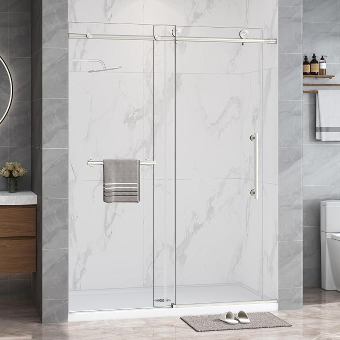 Frameless Shower Door, 5/16" Glass Sliding Shower Door by Unknown
