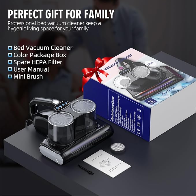Mattress Vacuum Bed Vacuum Cleaner 16Kpa Suction 253.7nm UV-C Light, 140°F - Image 6