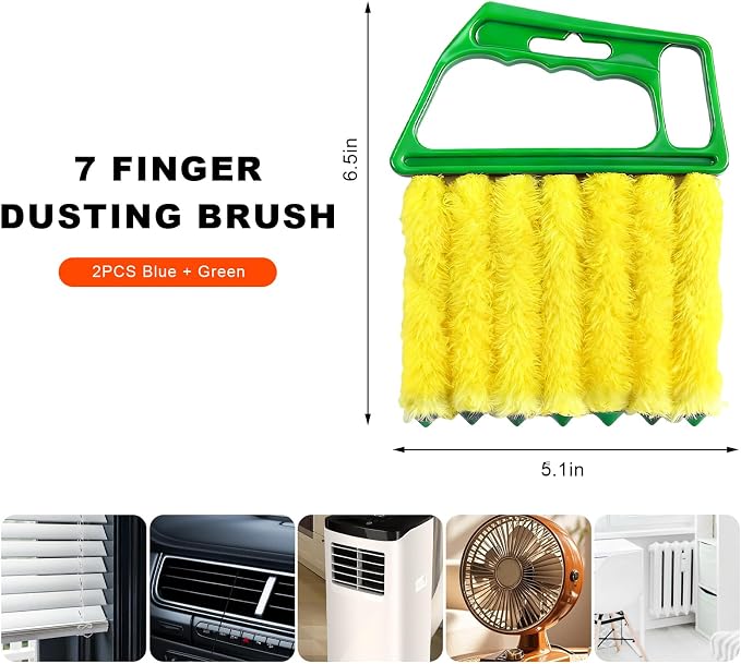 2 PCS Blind Cleaner Duster Tool, 7 Finger Handheld Duster Window Shutters - Image 2