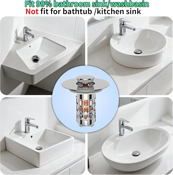 Sink Stopper Drain Hair Catcher, Bathroom Sink Drain Strainer - Image 5
