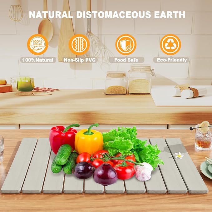 Stone Drying Mat for Kitchen Counter, Large Quick Dry Stone Mat, Collapsible - Image 5
