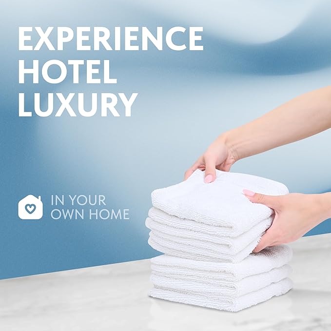 White Classic Luxury Cotton Washcloths 13x13 Inch - Image 5
